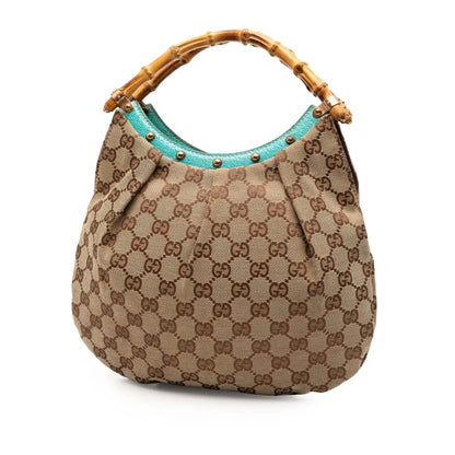 Gucci Studded GG Canvas Bamboo Hobo