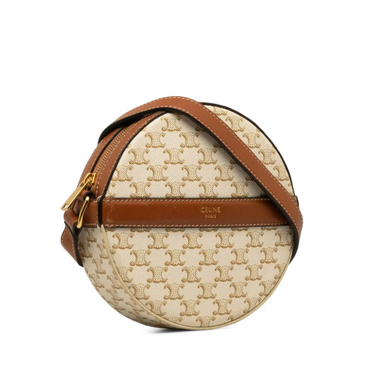 Celine Triomphe Coated Canvas Round Purse on Strap