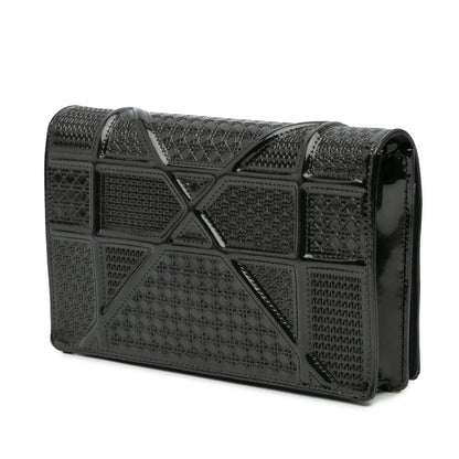 Dior Metallic Patent Microcannage Diorama Wallet on Chain