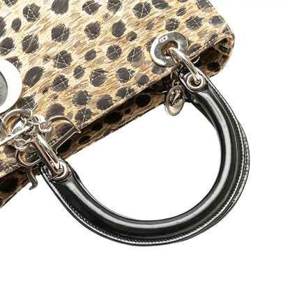 Dior Medium Canvas Cannage Leopard Print Lady Dior