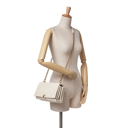 Chanel Quilted Calfskin Pearl CC Accordion Flap