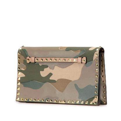 Valentino Canvas and Nappa Camouflage Rockstud Wristlet Clutch