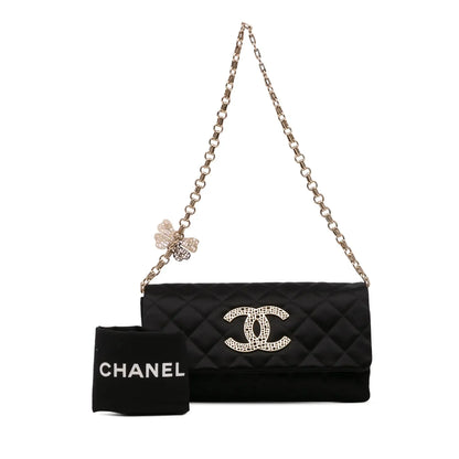 Chanel CC Quilted Satin Butterfly Chain Clutch