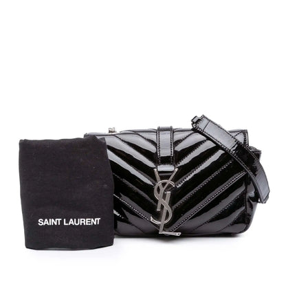 Saint Laurent Baby Patent Chevron Classic Monogram Chain Bag