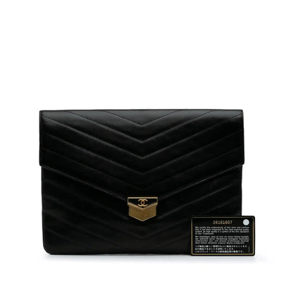 Chanel Paris Hamburg Chevron Lambskin Clutch