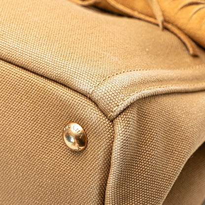 Prada Canvas and Suede Fringed Canapa Handbag