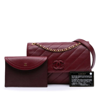 Chanel Diagonal Quilted Lambskin CC Signature Flap