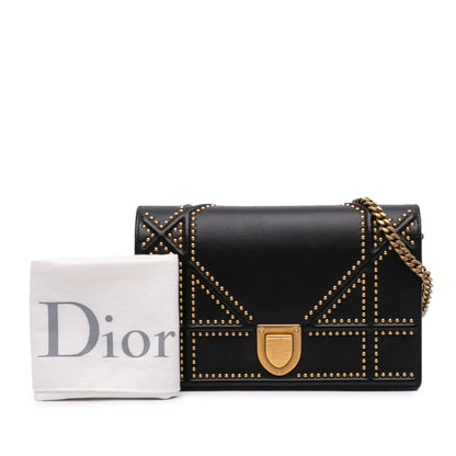Dior Calfskin Studded Diorama Wallet on Chain