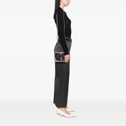 Gucci Limited Edition Mini GG Embroidered Denim Floral Jackie 1961 Crossbody