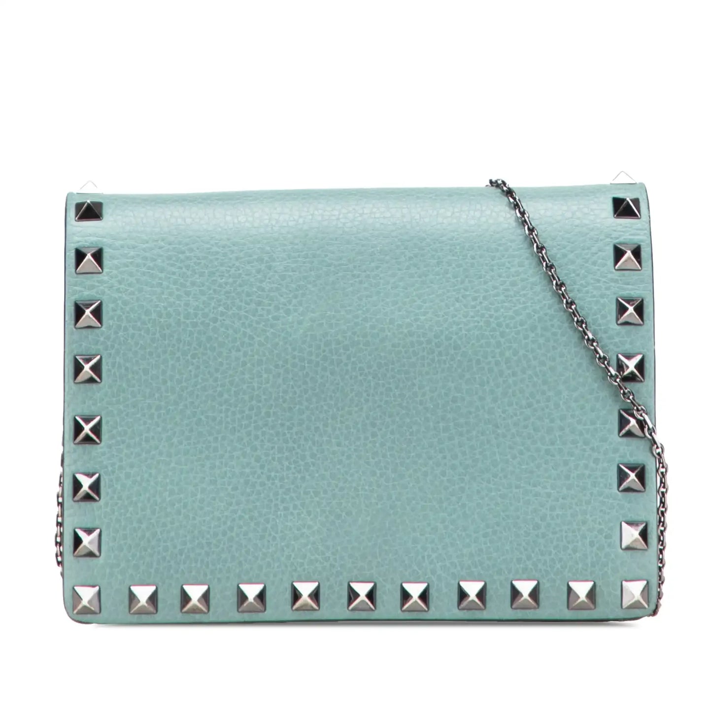 Valentino Pebbled Calfskin Rockstud Wallet On Chain