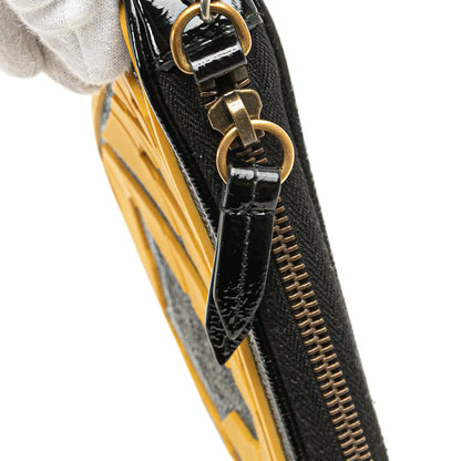 Gucci Patent and Rubber Game Patch Logo Wristlet Bag