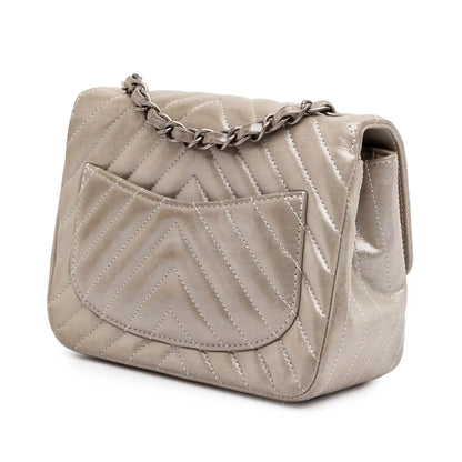 Chanel Mini Square Classic Chevron Iridescent Lambskin Single Flap