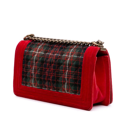 Chanel Old Medium Quilted Tweed and Velvet Boy Flap