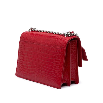 Saint Laurent Medium Croc Embossed Leather Sunset Crossbody