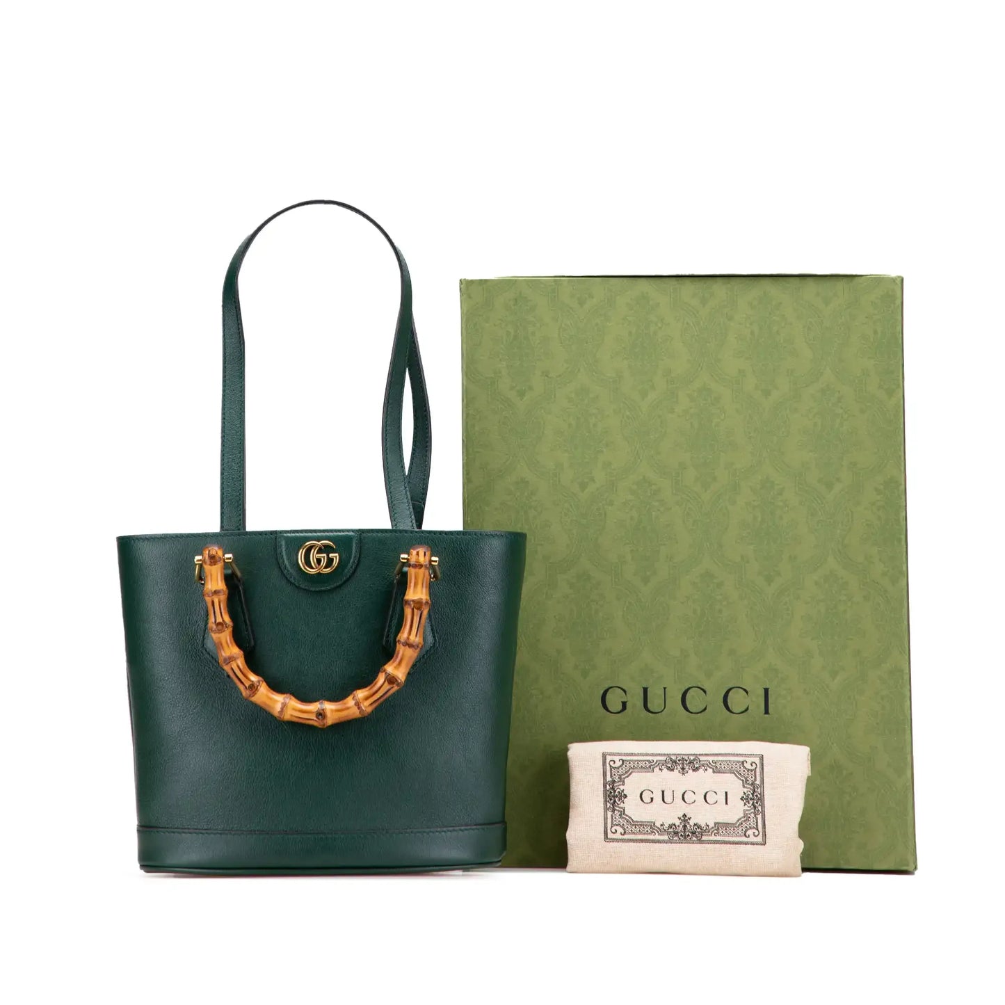 Gucci Small Calfskin Bamboo Diana Convertible Bucket Bag