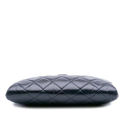 Chanel Quilted Glazed Calfskin Coco Pleats Clutch With Chain