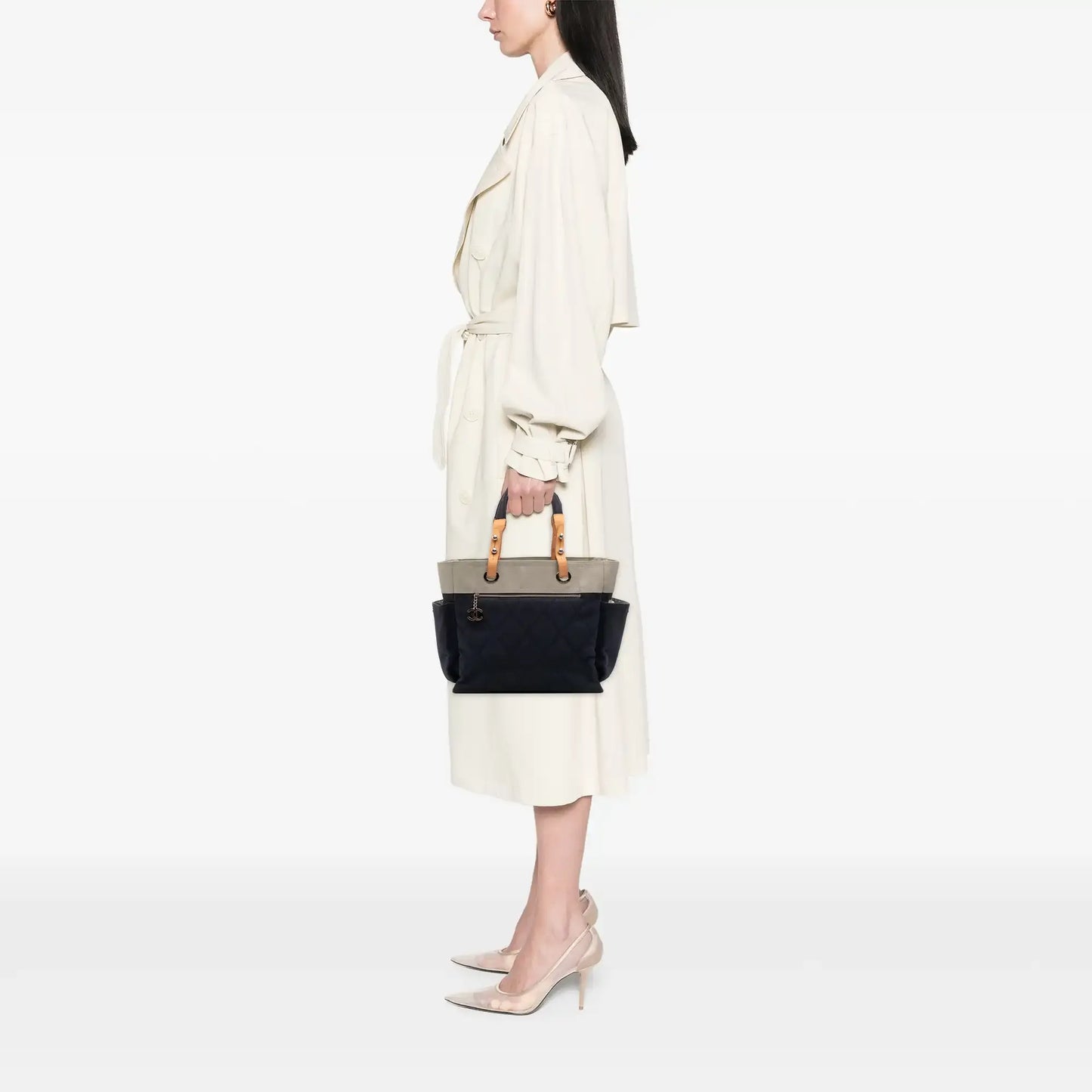 Chanel Large Bicolor Quilted Canvas Paris Biarritz Tote