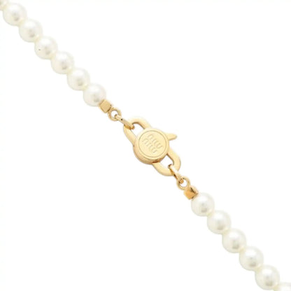 Miu Miu Gold Plated Faux Pearl Long Necklace