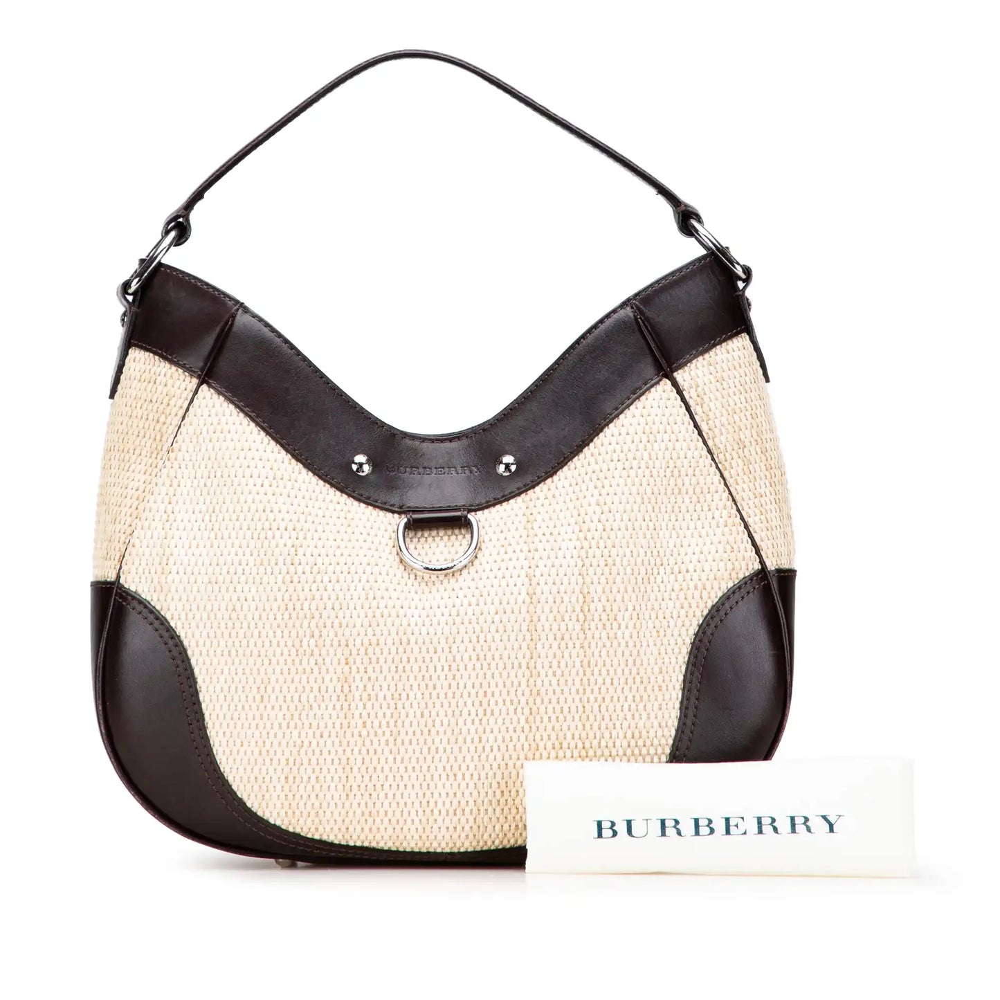Burberry Straw and Leather Shoulder Bag