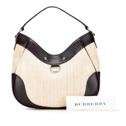 Burberry Straw and Leather Shoulder Bag