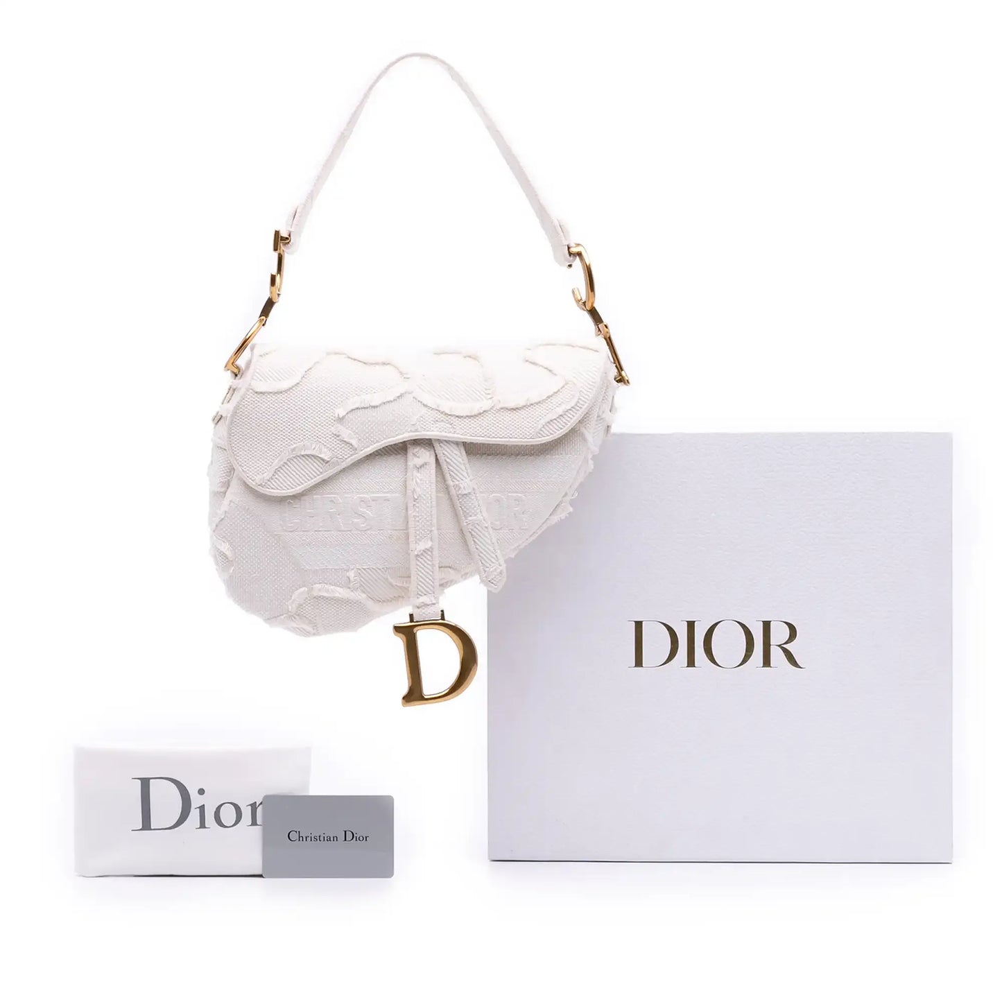 Dior Mini Canvas Embroidered Camouflage Saddle Bag