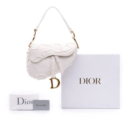 Dior Mini Canvas Embroidered Camouflage Saddle Bag