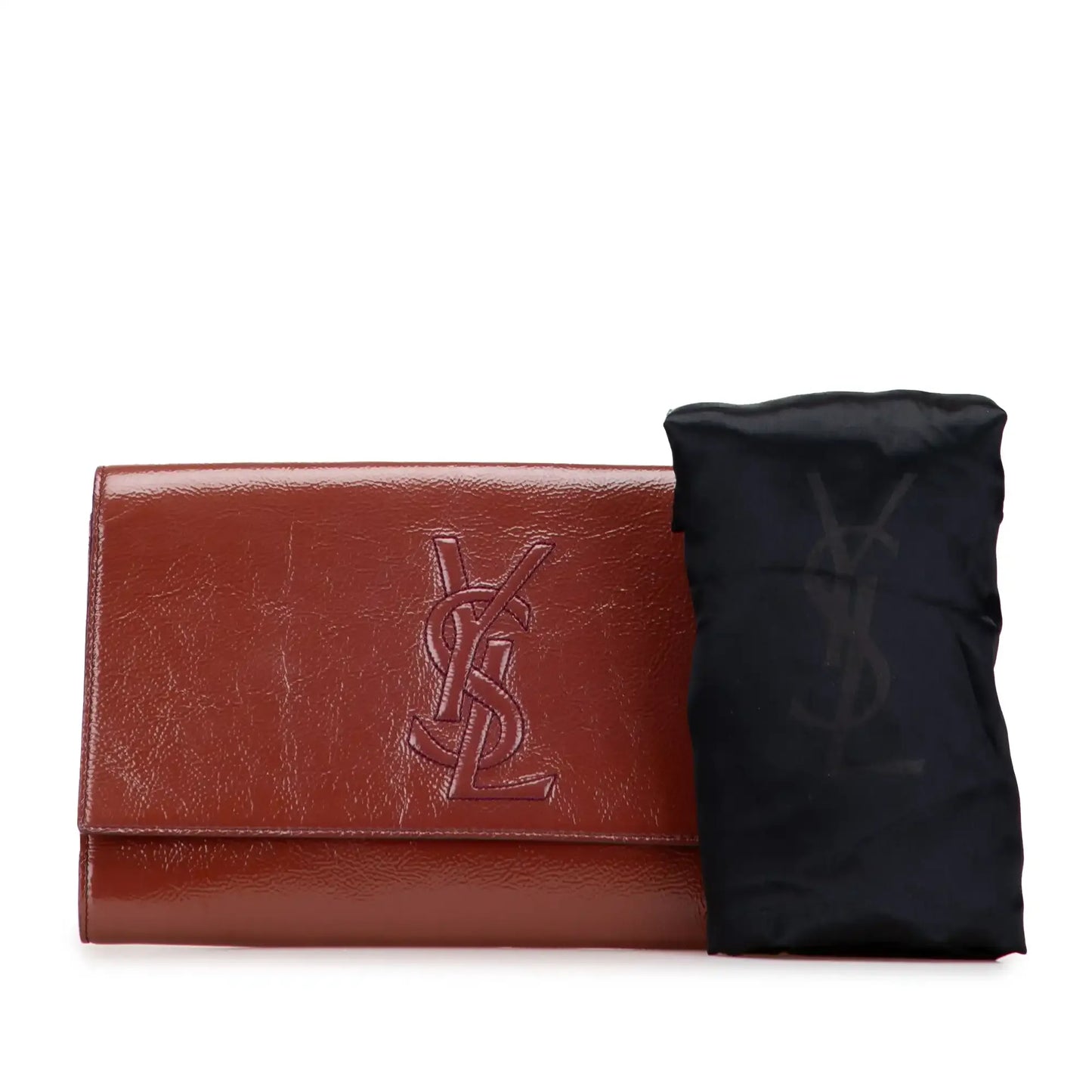 Saint Laurent Large Textured Patent Monogram Belle De Jour Clutch