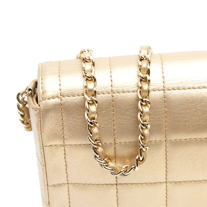 Chanel CC Metallic Lambskin Choco Bar East West Flap
