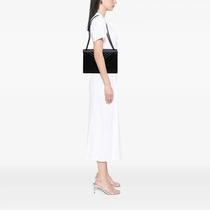 Saint Laurent Large Grain De Poudre Triquilt Monogram Envelope Bag