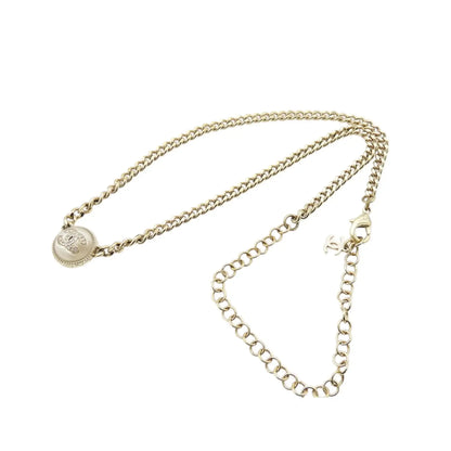 Chanel Gold Plated Resin CC Rhinestones Pendant Necklace