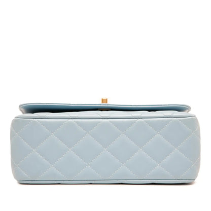 Chanel CC Quilted Lambskin Metal Twist Top Handle Flap