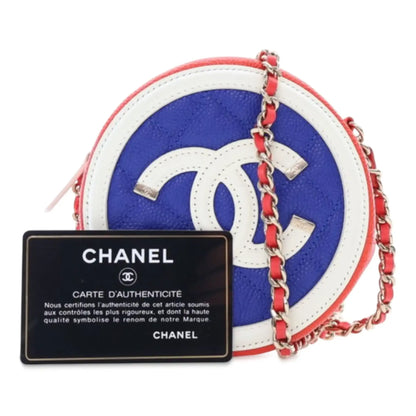 Chanel Tricolor Caviar CC Filigree Round Crossbody
