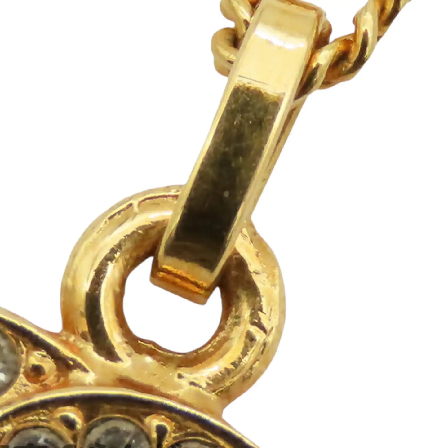 Chanel old Plated Crystal CC Pendant Necklace