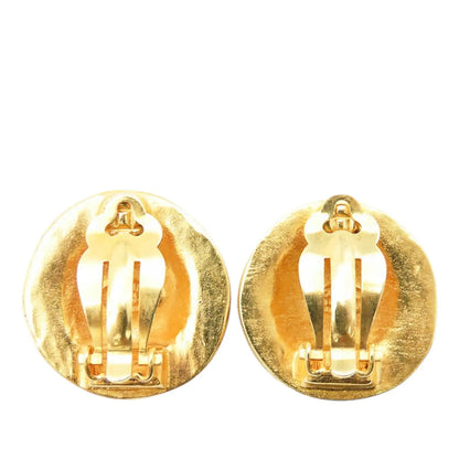 Chanel CC Gold Plated Round Clip On Earrings