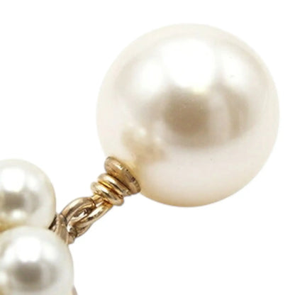 Chanel Gold Plated CC Faux Pearl Flower Drop Pendant Necklace