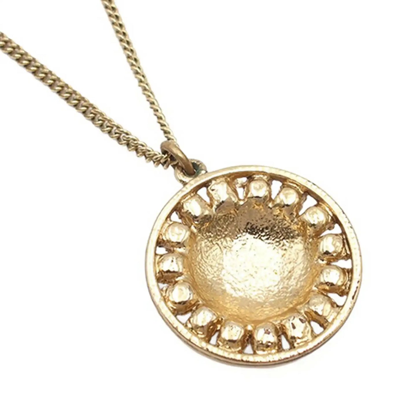 Chanel CC Gold Plated Round Pendant Necklace
