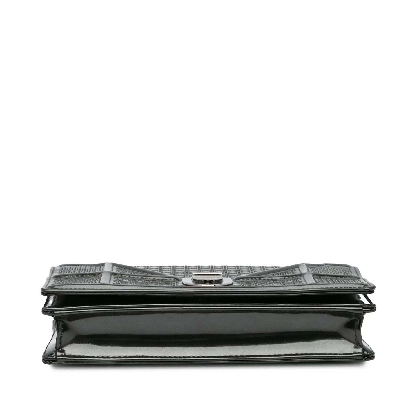 Dior Metallic Patent Microcannage Diorama Wallet on Chain