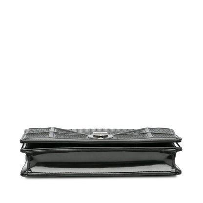 Dior Metallic Patent Microcannage Diorama Wallet on Chain
