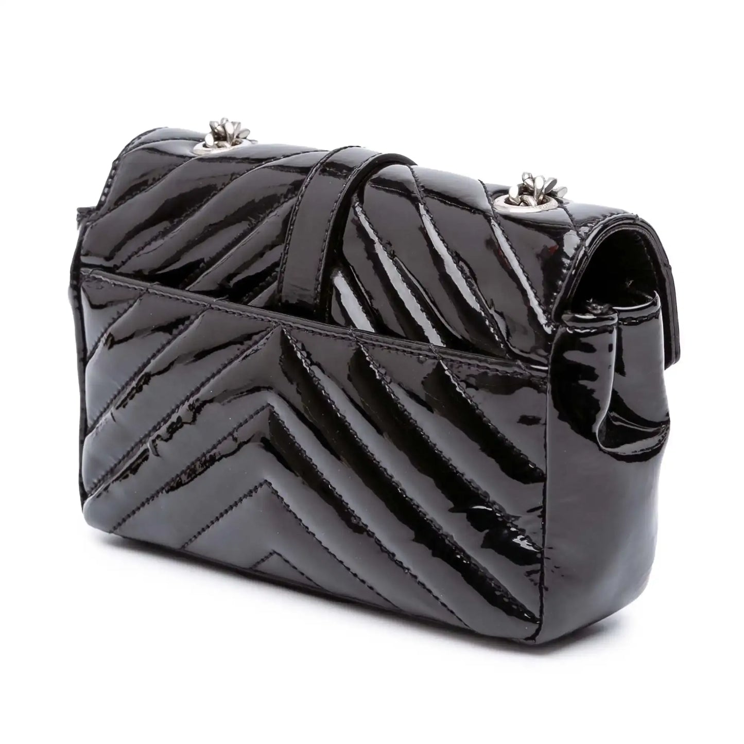 Saint Laurent Baby Patent Chevron Classic Monogram Chain Bag