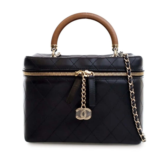 Chanel Large Quilted Lambskin Knock On Wood Vanity Case