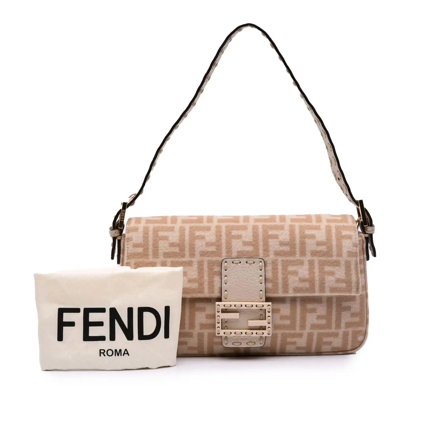 Fendi Zucca Wool Selleria Baguette