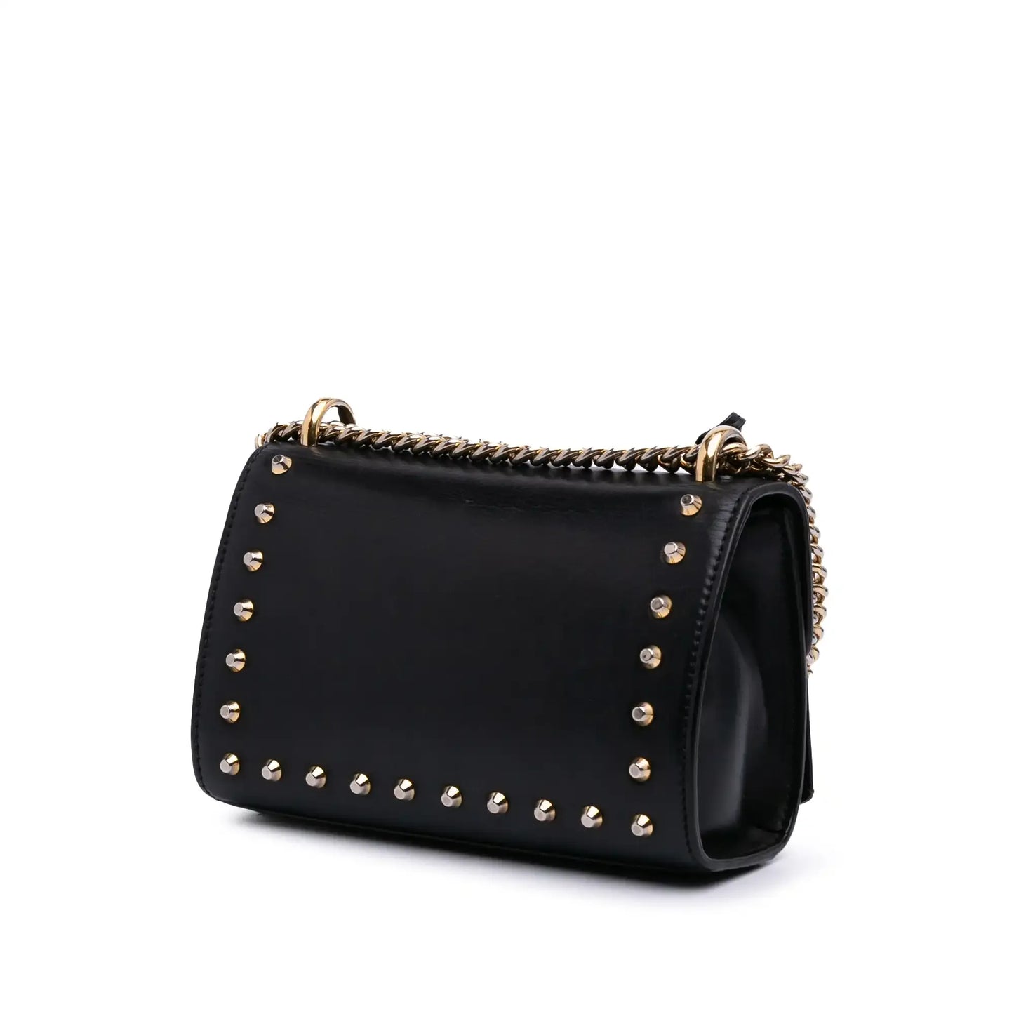 Gucci Small Pearl Studded Leather Padlock Crossbody