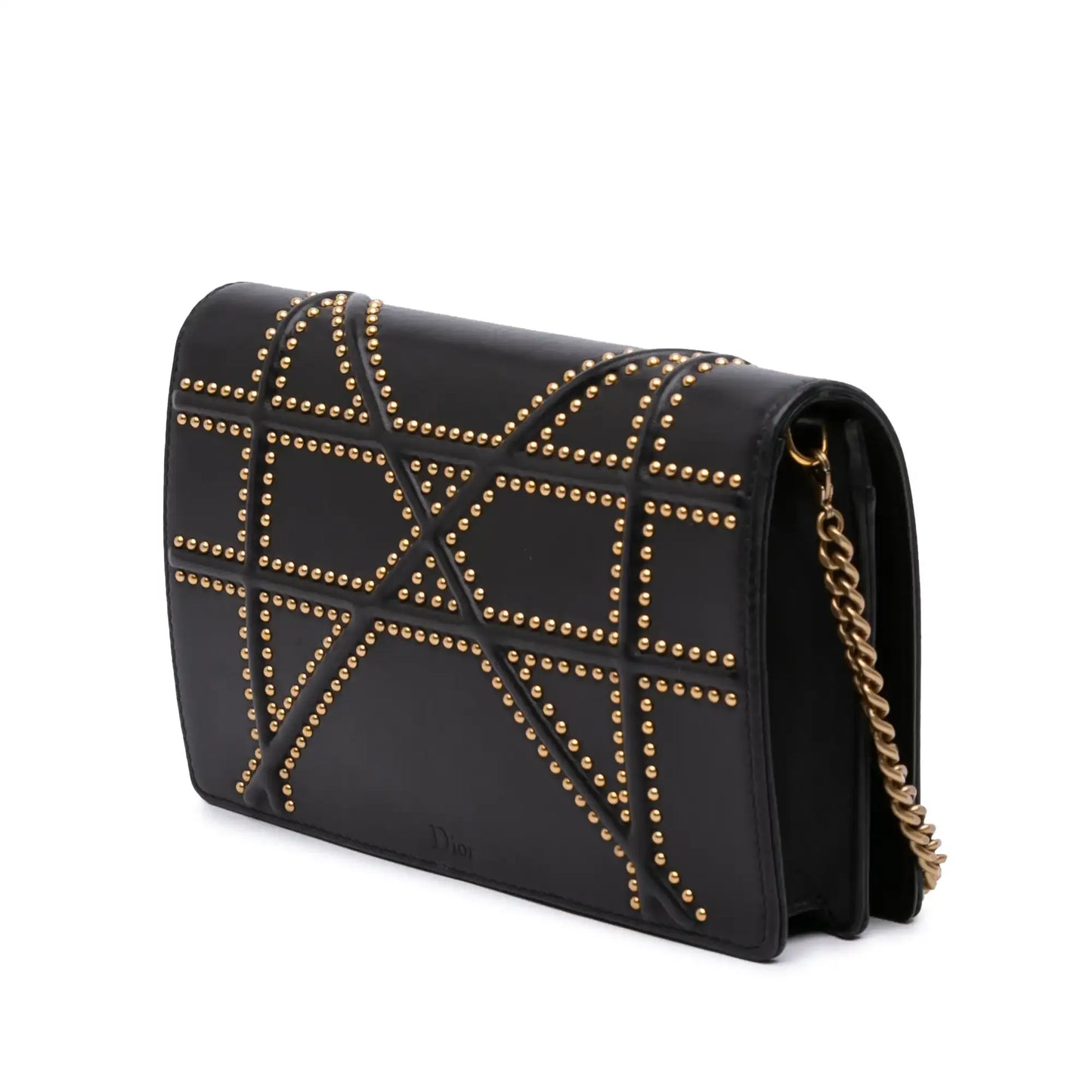 Dior Calfskin Studded Diorama Wallet on Chain