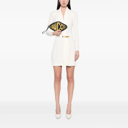 Gucci Patent and Rubber Game Patch Logo Wristlet Bag