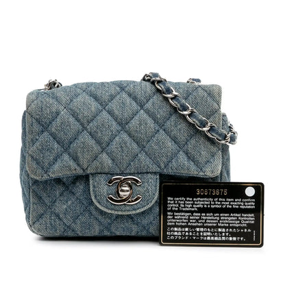 Chanel Mini Square CC Quilted Denim Single Flap