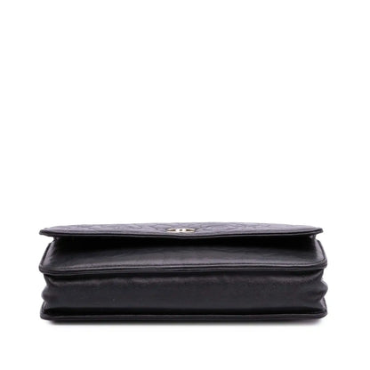 Chanel Lambskin Camellia Embossed Wallet On Chain