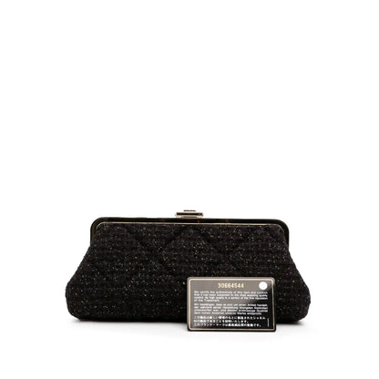 Chanel Quilted Tweed Kisslock Clutch