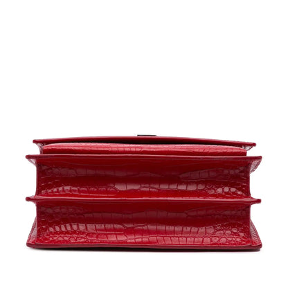 Saint Laurent Medium Croc Embossed Leather Sunset Crossbody