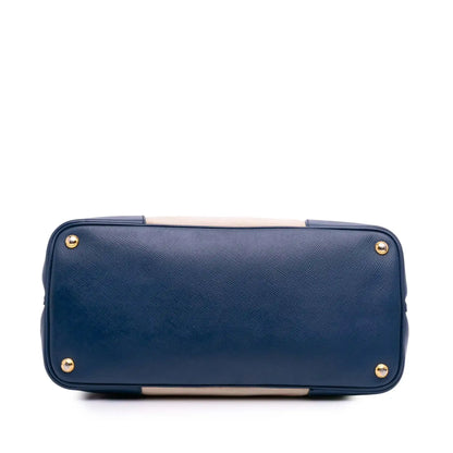 Prada Large Canapa and Saffiano Double Satchel