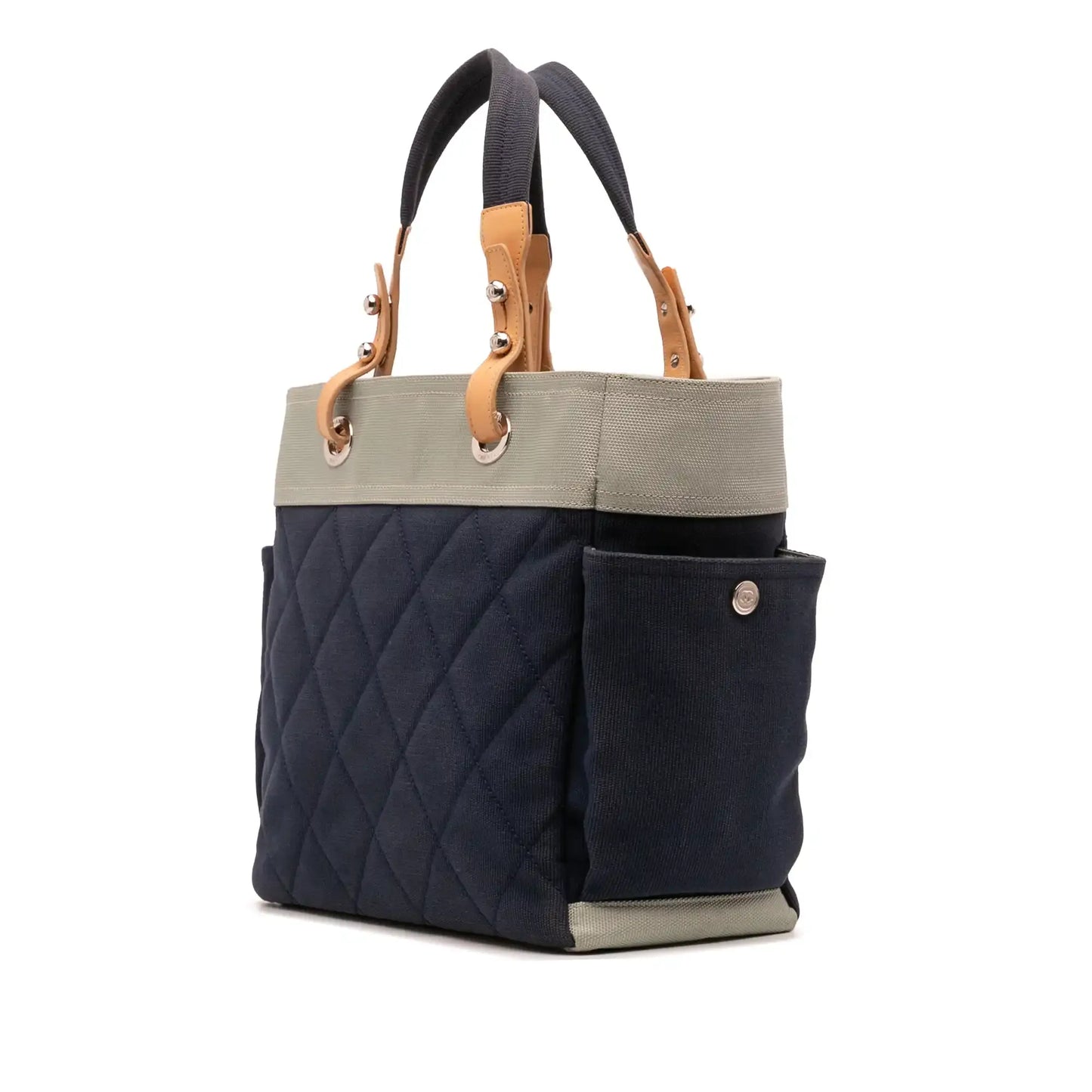 Chanel Large Bicolor Quilted Canvas Paris Biarritz Tote